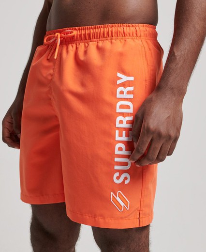 Bañador liso con letras branding Superdry Orange