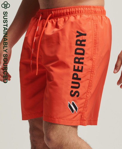 Bañador liso con letras contrastadas branding Superdry Havana Orange