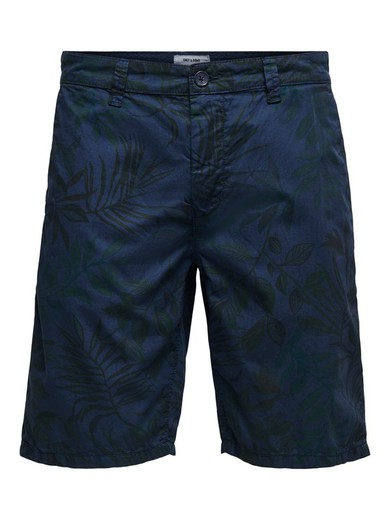 Bermuda estampada hojas tropicales Only & Sons Dark Blue