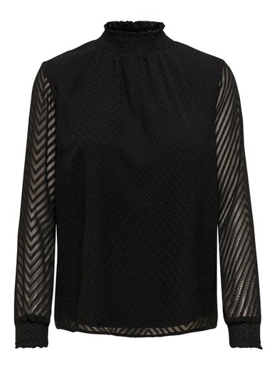 Chiffon blouse with see-through sleeves Only Black