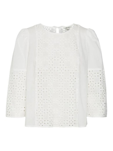 Blusón m/l con calado Vero Moda Bright White