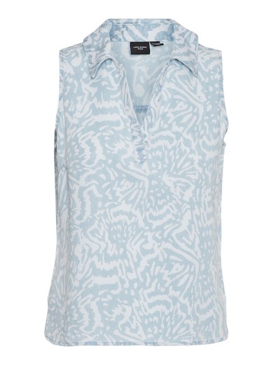 Blusón s/m tencel con estampado leo Vero Moda Light Blue Den