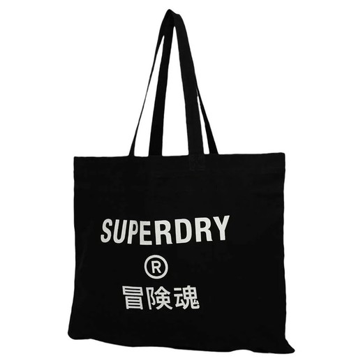 Bolsa de algodón con letras branding Superdry Black