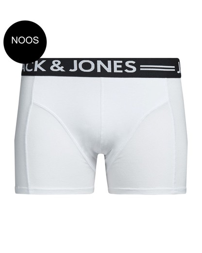 Boxer elástico liso com faixa contrastante e letras de marca Jack & Jones White