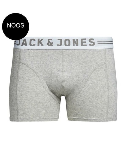 Plain stretch boxer with contrasting white band and branding letters Jack & Jones Light Gray Mela