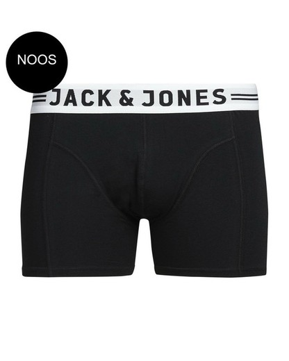 Boxer elástico liso con banda contrastada blanca y letras branding. Jack & Jones Black