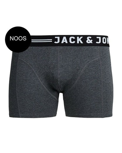 Boxer elástico liso con banda contrastada color negro y letras branding Jack & Jones Dark Grey Mela