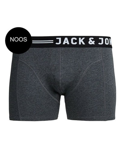 Boxer elasticizzato tinta unita con banda nera a contrasto e lettere marcanti Jack & Jones Dark Grey Mela