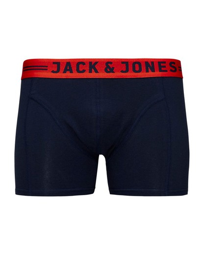 Boxers elásticos con banda contrastada naranja y letras branding Jack & Jones Navy