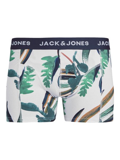 Bóxers elásticos con estampado hojas Jack & Jones White