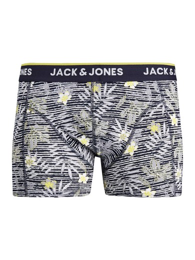 Boxer elasticizzati a righe con stampa tropicale in lega di Jack & Jones