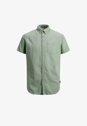 Camisa básica con bolsillo y puntos Jack & Jones Iceberg Green