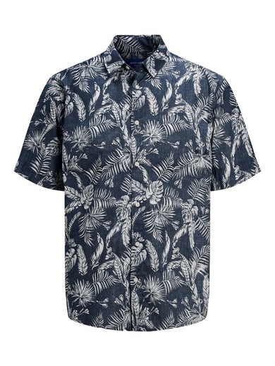 Jack & Jones Navy Blazer Tropical Print Shirt
