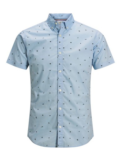 Shirt with micro holiday drawings Produkt Chambray Blue