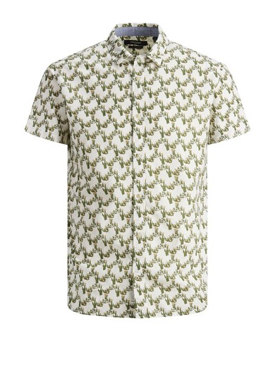 Camisa de manga curta com estampa de cacto Jack & Jones Whisper White