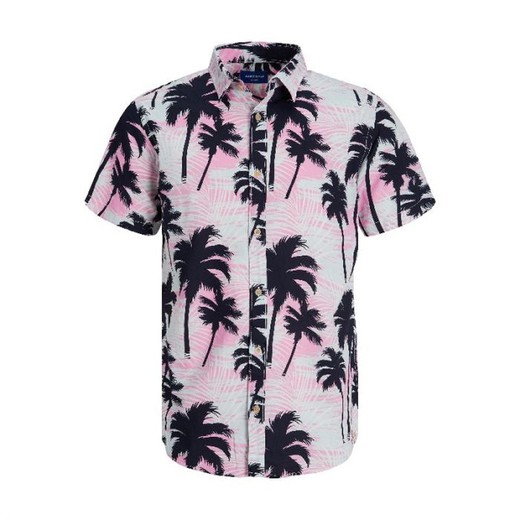 Camisa m/c con estampado palmeras Jack & Jones Pink