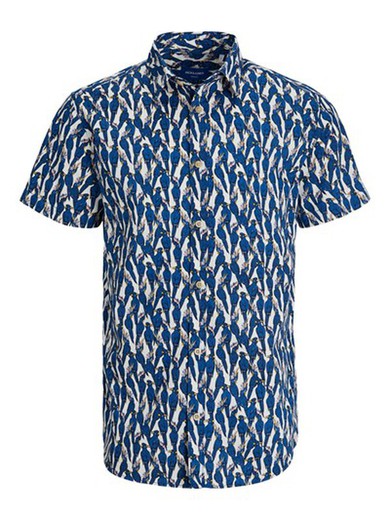 Camisa m/c con print papagayos Jack & Jones Cloud Dancer