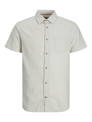 Camisa m/c con rayas micropuntos Jack & Jones Cloud Dancer