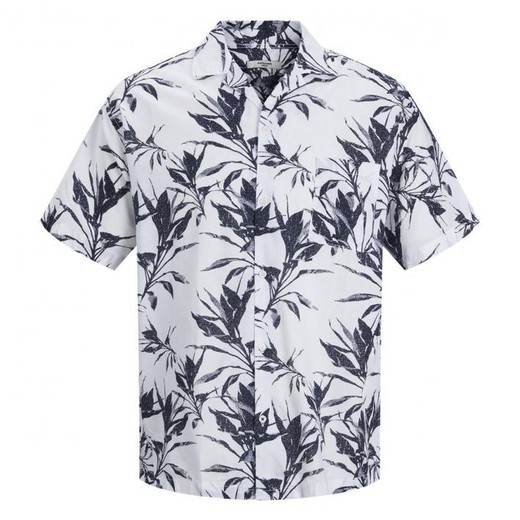 Camisa m/c oversize con estampado tropical Jack & Jones White