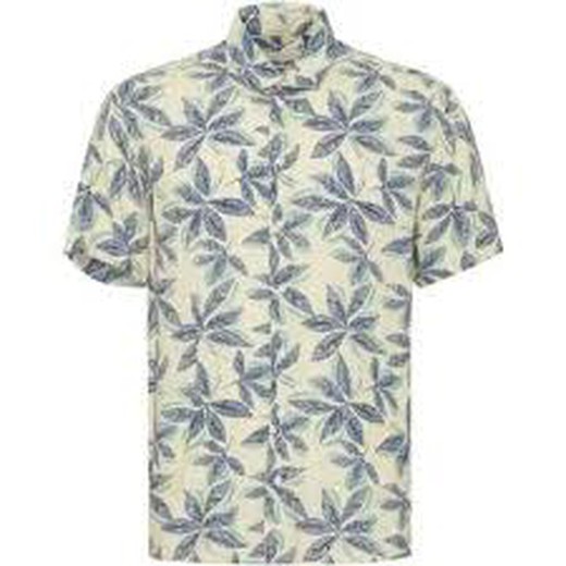 Camisa m/c viscosa con estampado hojas Blend Of America Oyster Mushroom