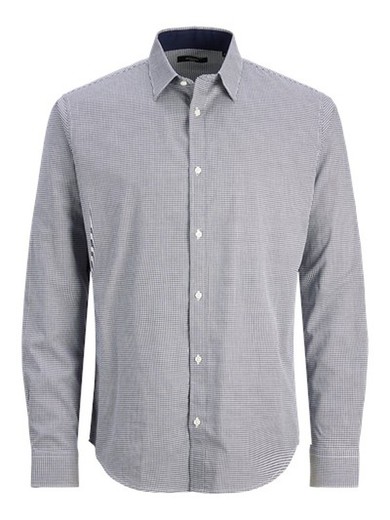 Camisa m/l con cuadro micro Jack & Jones Navy Blazer