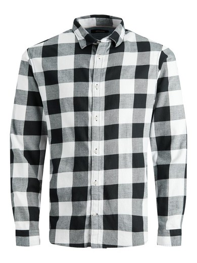 Camisa m/l con cuadros grandes bicolor Jack & Jones Whisper White