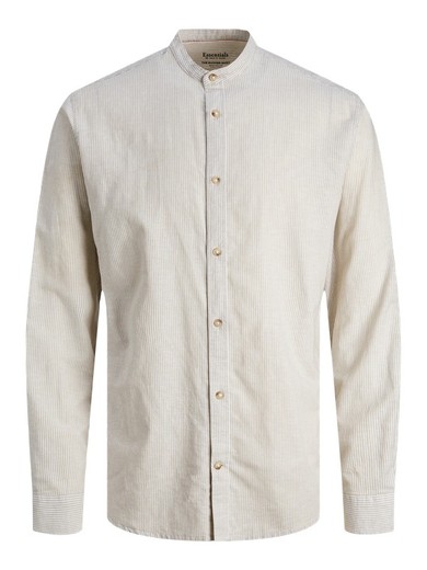 Camisa m/l con cuello mao rayas finas Jack & Jones Crockery