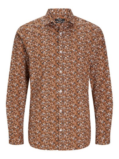 Camisa m/l con estampado floral Jack & Jones Summer Brown