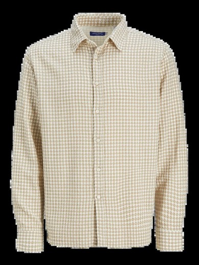 Camisa m/l con estampado geométrico Jack & Jones Beige