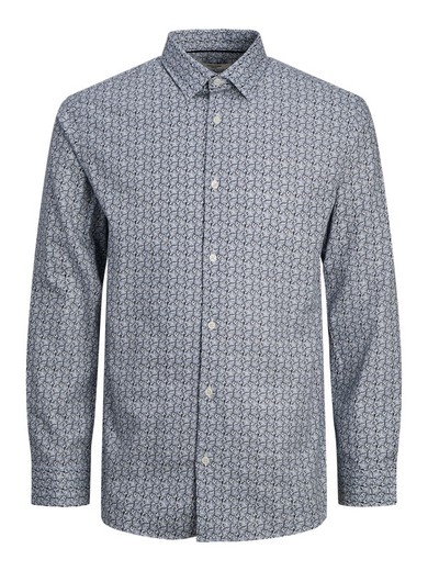 Camisa m/l con micro estampado Jack & Jones Blue