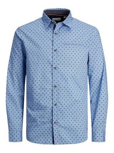 Camisa m/l con muestra geométrica Jack & Jones Cashmere Blue