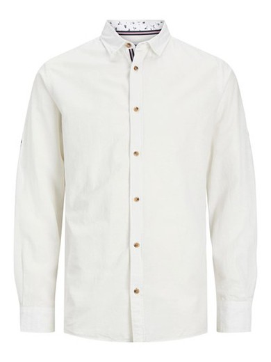 Camisa m/l lino Jack & Jones White