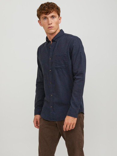 Camisa m/l microjaspeado Jack & Jones Navy Blazer