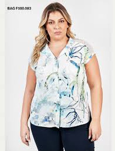 Camisa s/m con estampado multicolor Bagoraz Azul Celeste