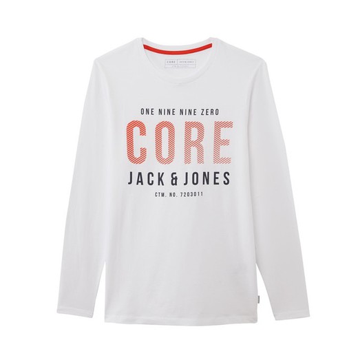 Camiseta básica con m/l con letras Jack & Jones White
