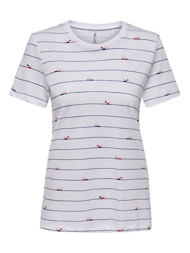 Camiseta básica com listras de marinheiro Só Branco Brilhante