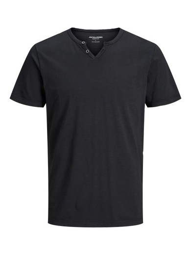 Camiseta básica lisa con cuello abierto Jack & Jones Black