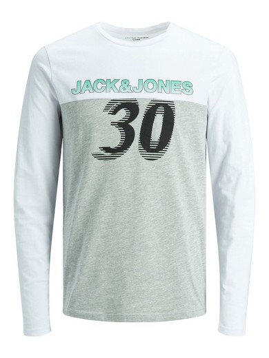 Camiseta combinada con print branding Jack & Jones Light Grey Mela