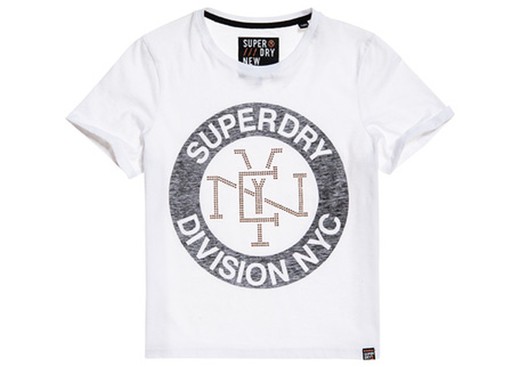 Superdry Optic T-shirt with branding letters and bronze studs