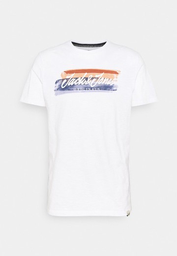 Camiseta con print branding desgastado Jack & Jones White
