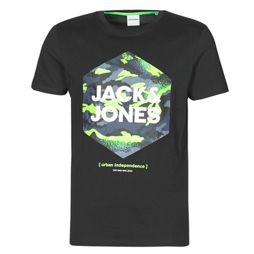 Camiseta con print branding flúor Jack & Jones Black