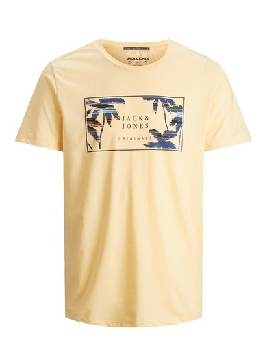 Camiseta con print branding & hojas palmera engomado Jack & Jones Sahara Sun