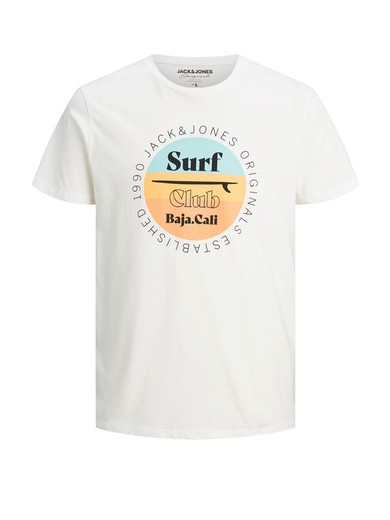 Camiseta con print tabla windsurf Jack & Jones Cloud Dancer