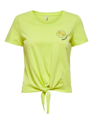 Only Sunny Lime Crop Top noué