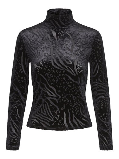 Camiseta cuello alto con estampado transparencias Vero Moda Black