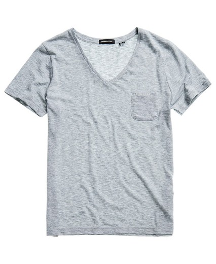 Camiseta de cuello pico lisa Superdry Light Grey Mela