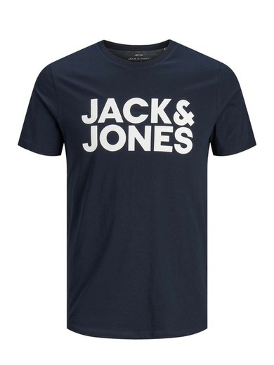 Camiseta de cuello redondo con letras logo Jack & Jones Navy Blazer