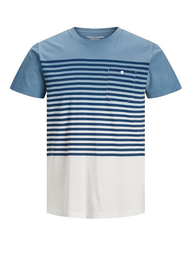 Jack & Jones Horizontal Striped Worn T-Shirt Ashley Blue