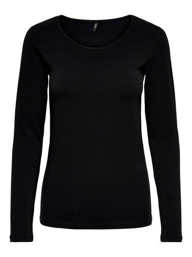Only Black Crew Neck Long Sleeve Stretch Top