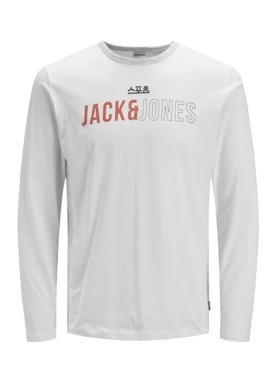 T-shirt tinta unita con lettere del marchio Jack & Jones White